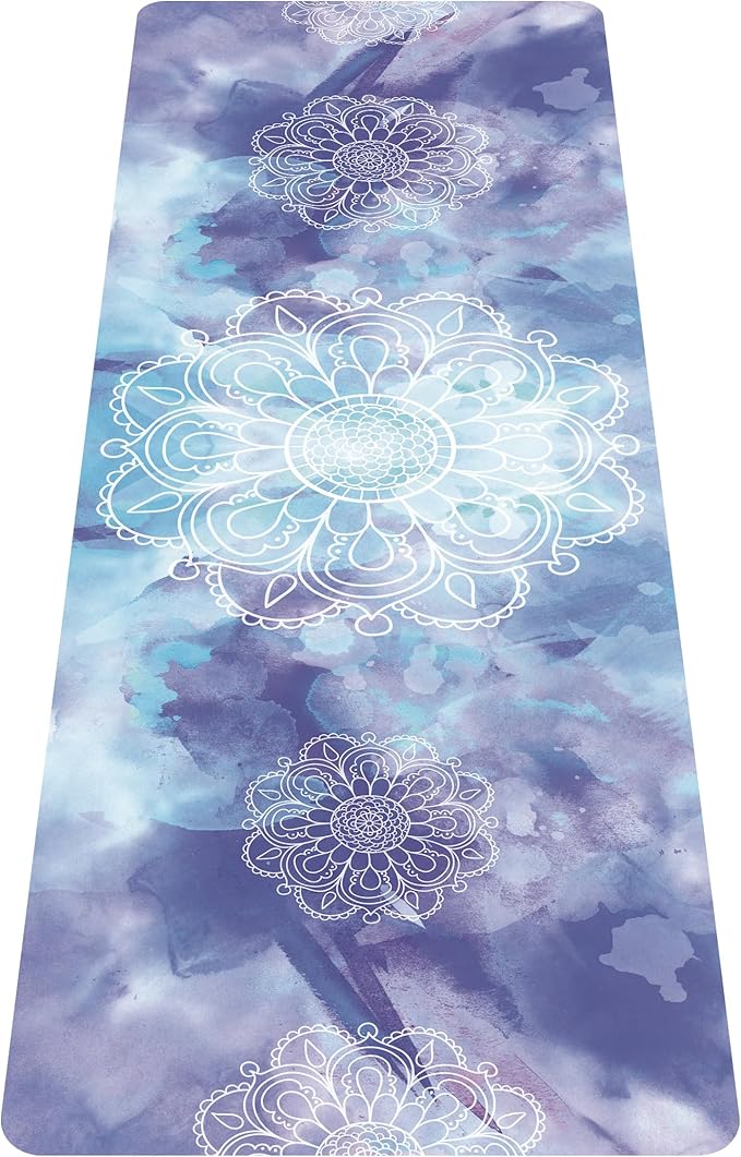 nuveti Printed Travel Yoga Mat-1/16 Inch Thick Non Slip Fitness Workout Mat with Carrying Bag, Foldable Lightweight Suede & Natural Rubber Yoga Mat for Yoga Pilates and Fitness 72" L x 24" W x 1.5mm