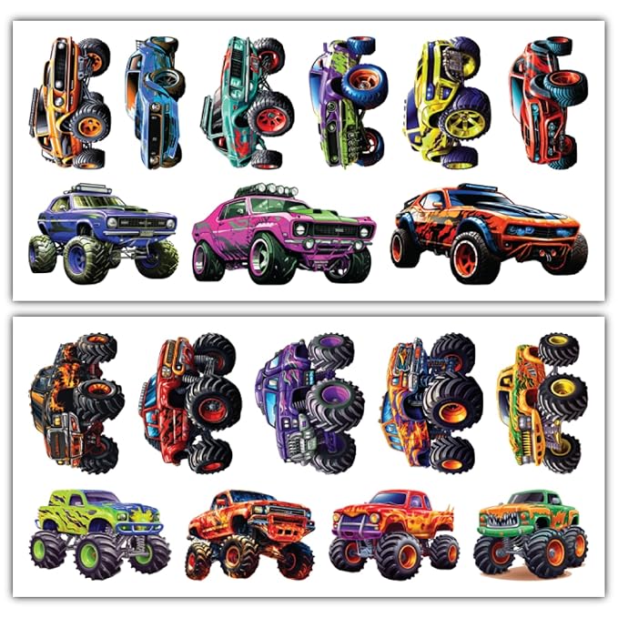 Temporary Tattoos Cars - set 74 Styles Tattoos (Monster Truck)