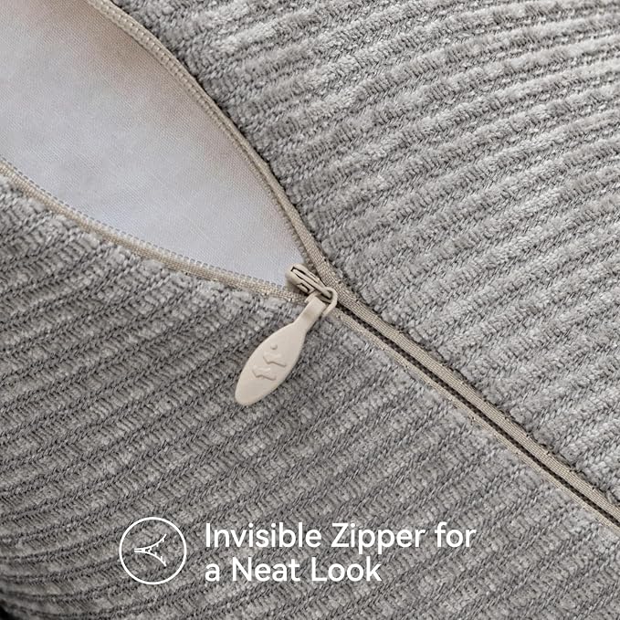 a moment Pack of 2 Decorative Chenille Throw Pillow Covers with Twill Cushion Covers for Sofa Living Room Couch Bed 20x20 Inch Grey