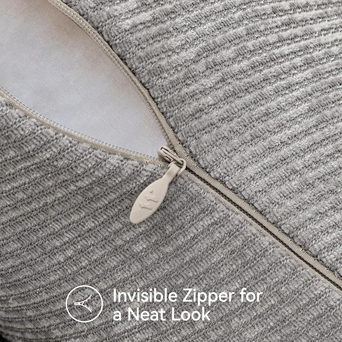 a moment Pack of 2 Decorative Chenille Throw Pillow Covers with Twill Cushion Covers for Sofa Living Room Couch Bed 18x18 Inch Grey