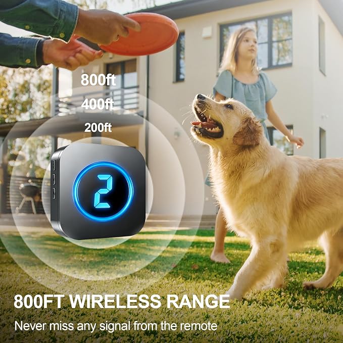Dog Door Bell (2026 Wireless Receiver with Numeric Display) for Potty Training, Wireless Dog Doorbells to Go Outside, 1000 Feet Long Range, IP65 Waterproof, 60 Melodies & Adjustable Volume (2 Buttons)