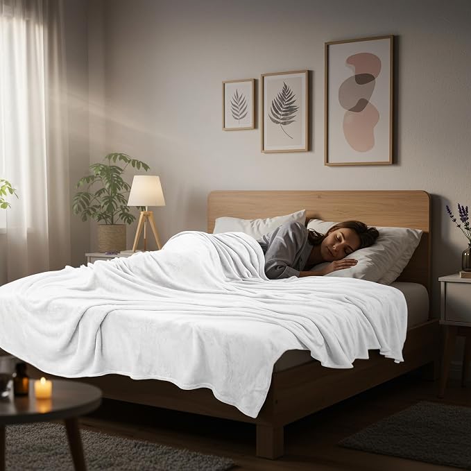 Utopia Bedding Ultra Soft Fleece Bed Blanket King Size White (90x102 Inch) | Microfiber Plush Warm Lightweight Breathable Cozy Blanket Anti-Static, All Season Use, Gift for Women and Men