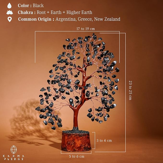 Crystal Tree of Life Birthday Gifts for Women, Men, Handmade Home Decor, Office, Room Decoration, Black Obsidian Reiki Healing Crystal Chakra Tree for Money, Good Luck Gifts for Her, Mom & Dad