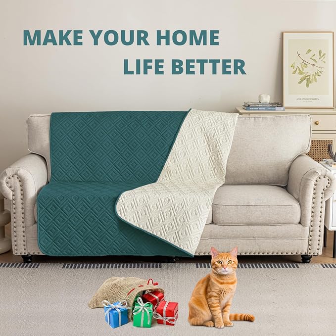2026 Waterproof Bed Sofa Blanket (68"x82") Comfy Couch Sofa Mat for Dog Pets with Anti-Slip Back, Universal Incontinence Lightweight Liner Pad for Furniture Car Picnic etc Durable Washable, Teal Green