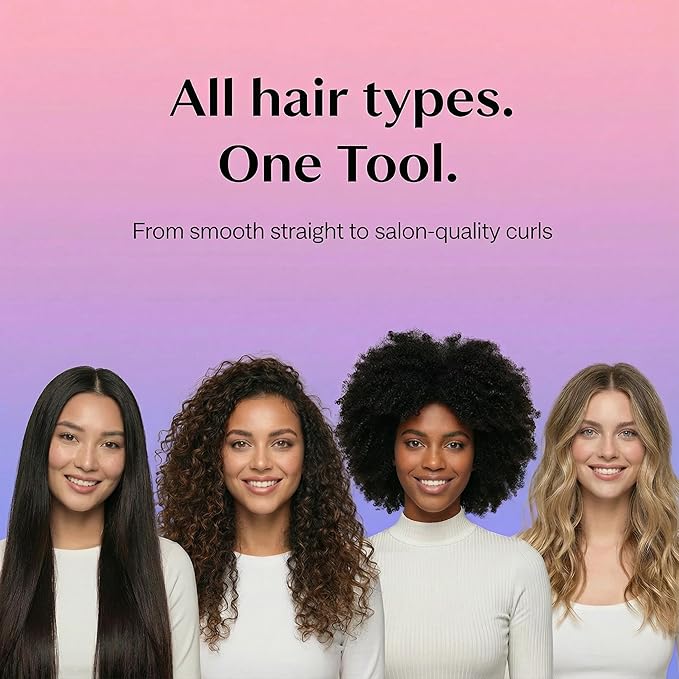 Cortex Beauty 360° Airflow Styler Curling Iron | 2-in-1 Hair Straightener and Curler with Cool Air Flow Vents | Professional Flat Iron with Ionic Wand to Lock in Curls for Long & Short Hair, Black