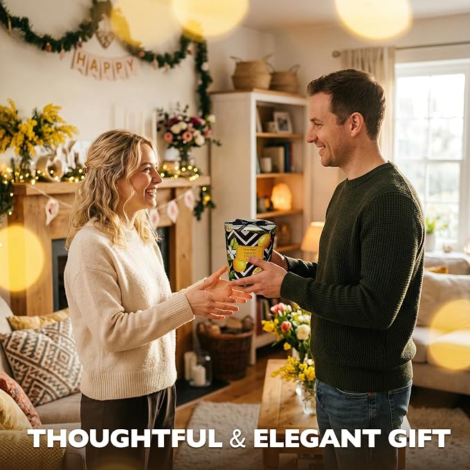 HomeLights Large jar Candle | 3-Wick Long-Lasting Scented Candles, 34oz Natural Soy Wax Candle for Home Scented, Eclectic Mixed Styles Gifts for Women & Men, Amalfi Lemon