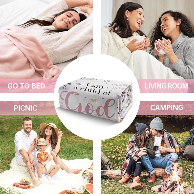 Baptism Gifts for Girl, Christian Blanket, Teen Girl Gifts Trendy Stuff | Christian Birthday Gifts for Teen Girls, Women, I Am a Child of God Blanket, First Communion Gifts for Girls(80 * 60)