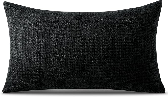 OTOSTAR Linen Throw Pillow Cover Set of 1 Decorative Lumbar Pillowcases Cushion Covers 16x24 Inch for Home Decor Sofa Bedroom Car 40 x 60CM Black