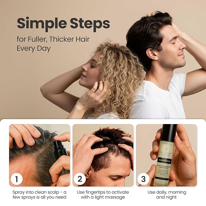 Vitasei Hair Booster 2 Fl Oz – Hair Revitalizing Serum with Capilia Longa, Wild Olive Stem Cells & Arginine – Peptide-Enriched Hair Tonic for Thicker, Stronger Hair – Natural Hair Care for Women & Men
