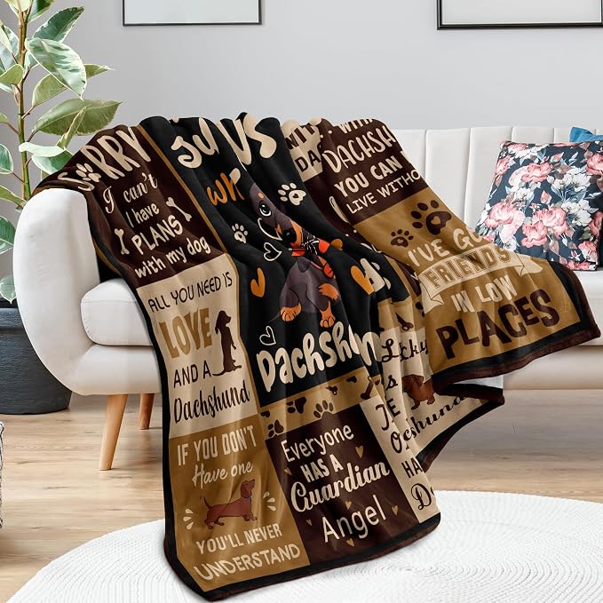Dachshund Gifts for Women, Wiener Dog Gifts Blanket 50"x60" | Dachshund Decor/Blanket/Accessories/Stuff, Weenie Dog Gifts, Weiner Dog Stuff/Blanket/Merch for Dachshund Lovers, Doxie Gifts