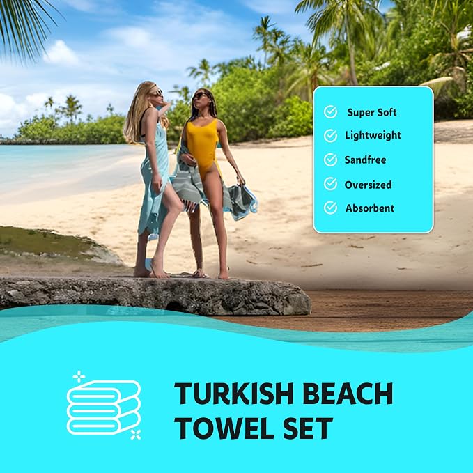 HAVLULAND Turkish Beach Towels, Oversized 40"x72" Turkish Bath Towel, Highly Absorbent Quick Dry Sand Free Beach Towels for Beach Pool Spa Gym Yoga Travel Camping Picnic Blanket - Orange