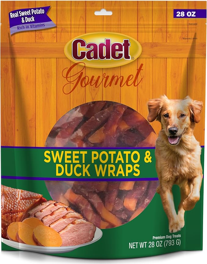 Cadet Gourmet Sweet Potato & Chicken Wraps Limited-Ingredient Dog Chews, Healthy and Natural Training Treats for Small and Large Dogs, 56 Ounce