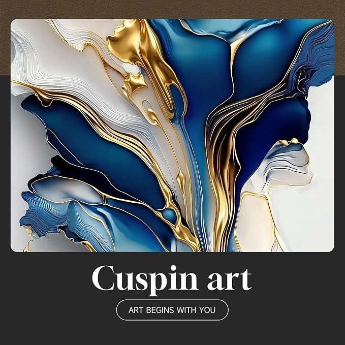 Extra Large Black Framed Gold and Blue Abstract Wall Art for Living Room, Vertical Modern Elegant Prints Painting Artwork for Walls, Contemporary Pictures Wall Decor for Bedroom and Office, 40x60 In