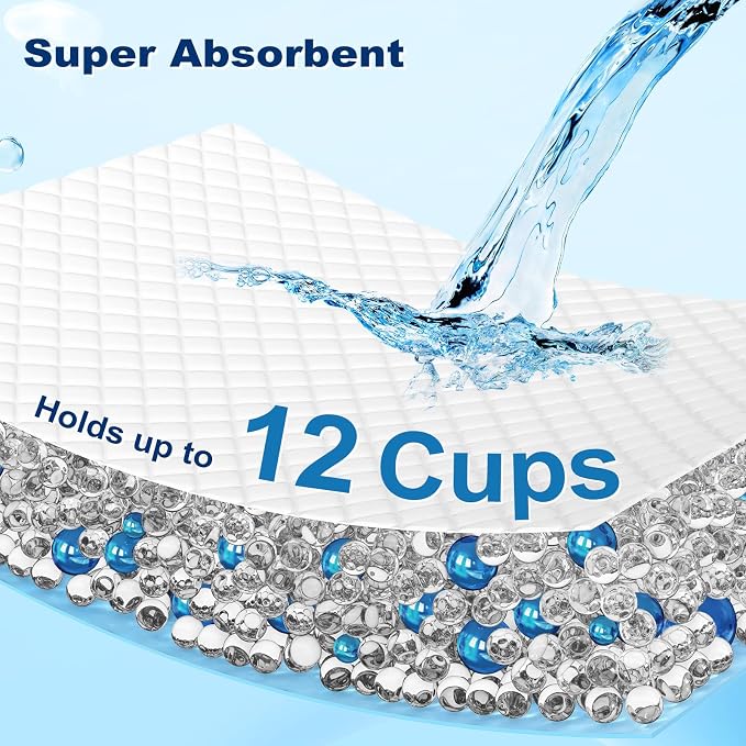 MIZOK XXL Pee Pads for Dogs Super Absorbent Dog Pee Pads Bulk 36x36in 100Ct | Heavy Duty Blue Pet Training Pads Feature Unique Jellyfish Designs and Leak Proof Adhesive Tabs for Large Dog Needs