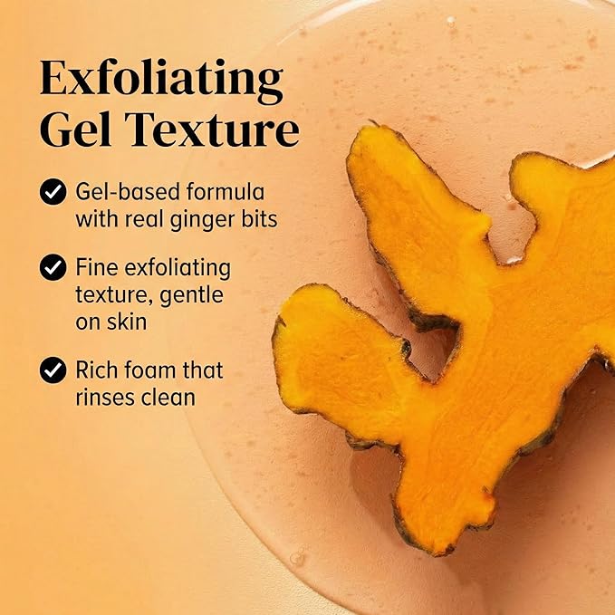 Turmeric Exfoliating Body Wash with Ginger & Centella, Gentle Shower Gel for Sensitive Skin, Moisturizing Deep Cleansing, Paraben Silicone Free, Spa Gifts for Women, Mothers Day Gifts for Mom