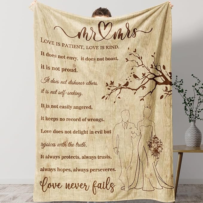 Wedding Gifts for Couples, Bridal Shower Gifts for Bride to Be Soft Blanket | Anniversary Mr and Mrs Gifts, Wedding Gifts for Newlyweds Wedding Throw Blanket 60*80 Inch (Wood)