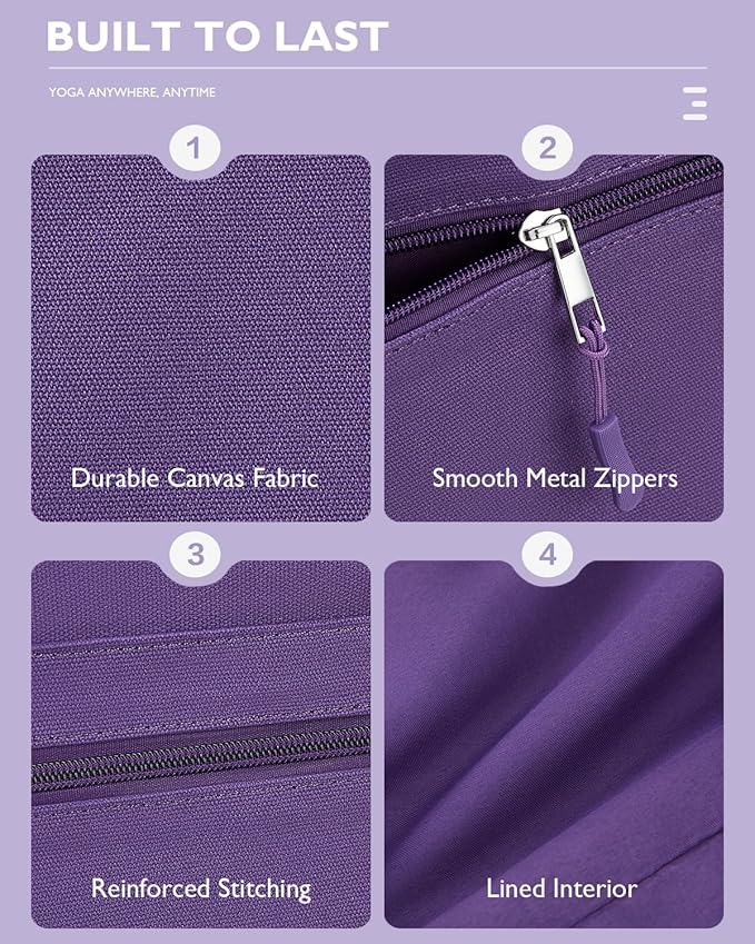 Gonex Yoga Mat Bag, Extra Canvas Gym Bag with Waterproof Pocket Metal Zipper, Fits Mat & Blocks, Stylish Yoga Mat Carrier for Women, Ideal for Yoga, Pilates, Workout, Travel