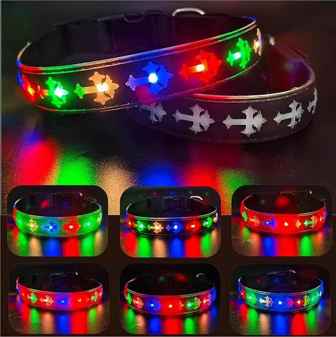 Light Up Glow Dog Collar with Chinese Style AirTag Holder