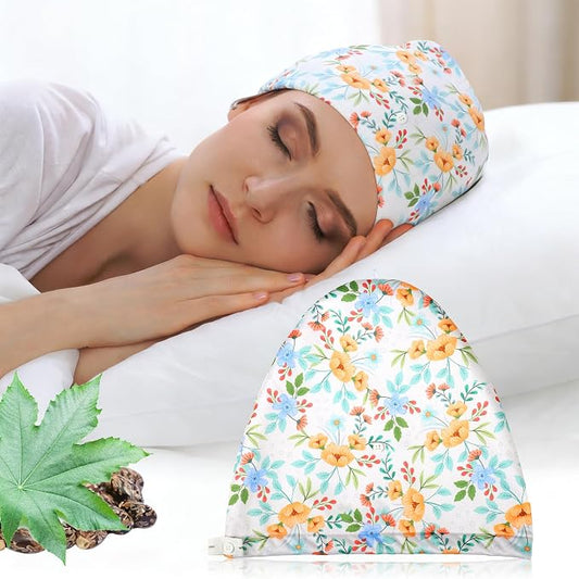 Castor Oil Pack Wrap for Head, Reusable Castor Oil Pack Wrap Organic Cotton for Women Sleeping，Castor Oil Pack Kit for Thinning, Balding, Dry and Damaged Hair(Oil Not Included) L