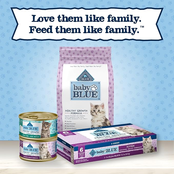 Blue Buffalo Baby Blue Chicken Kitten Paté Wet Cat Food, 3 oz, 6 ct | Real Chicken #1 Ingredient, Healthy Growth Formula, Made with DHA for Cognitive Development