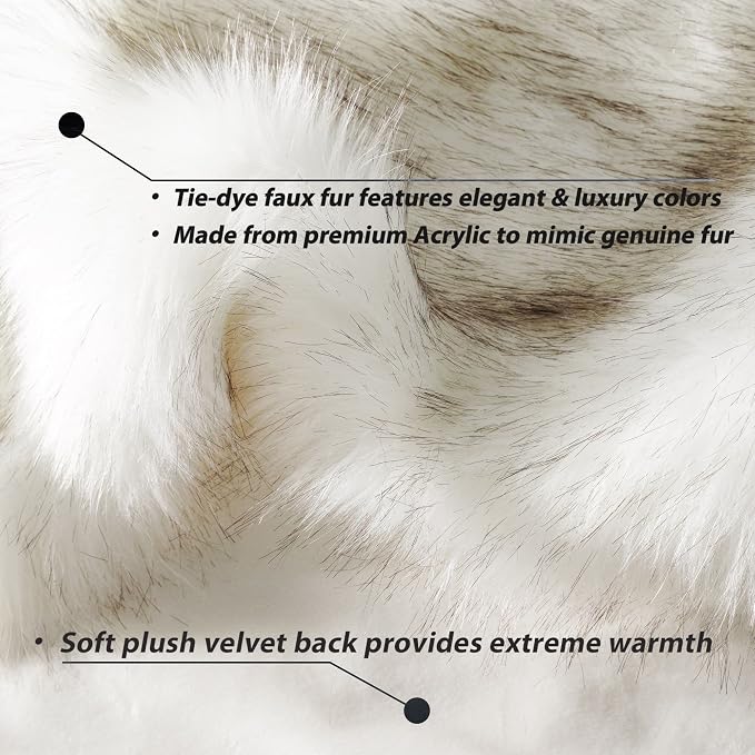 BATTILO Luxury White Faux Fur Throw Blanket for Couch, 50"x60", Tip-Dyed | Fuzzy Fluffy Elegant Cozy Blanket, Super Warm Plush Heavy Thick Faux Fur Blanket for Bed, Living Room
