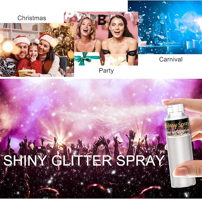 Hair and Body Glitter Spray, 1PC Peal White Glitter Hairspray Dry Powder Makeup for Clothes, Festival Rave Prom Loose Sparkle Powder,Holographic Ultra Fine Resin Glitters for Crafts (1PC Peal White)