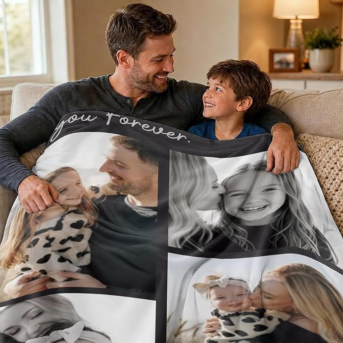 Personalized Photo Blanket for Mom Dad Couples Family Birthday Gifts,Soft & Comfy Throw for Couch or Bed–Cozy Home Décor for Living Room & Bedroom,Teen Girls Boys Throw Blankets Birthday Gifts