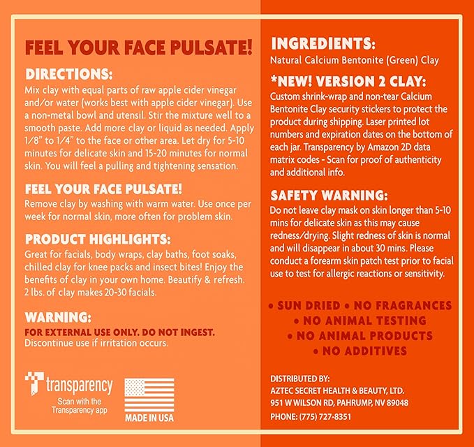 Aztec Secret - Indian Healing Clay 10oz Jar - Deep Pore Cleansing Facial & Body Mask – The Original 100% Natural Calcium Bentonite Clay