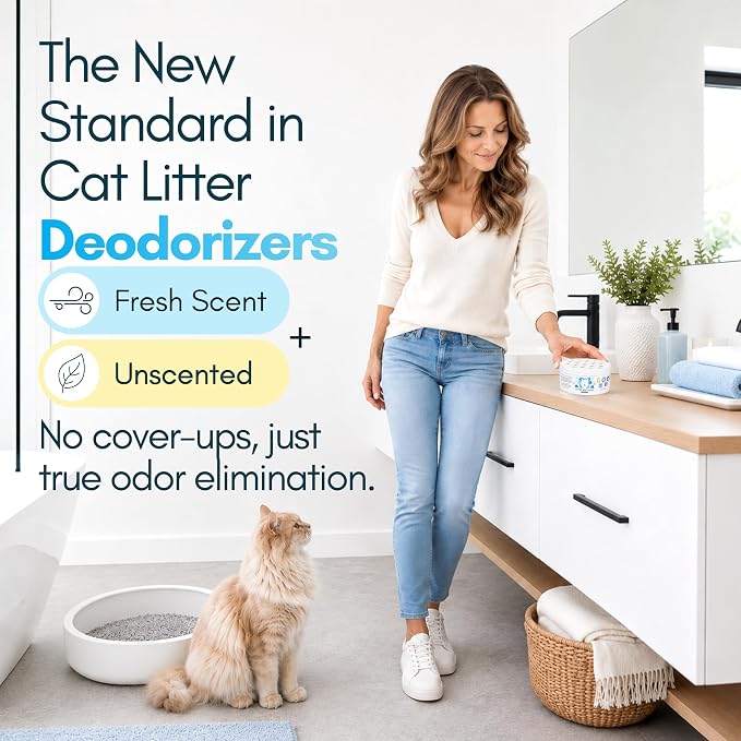 Litter Box Magic Cat Litter Deodorizer, Fresh & Unscented,16oz, Pack of 2 | Two 16 Oz Litter Odor Eliminator Gel Jars. Neutralize Cat Litter Box Odors Up to 60 days. Multi-Cat Odor & Stain Removers