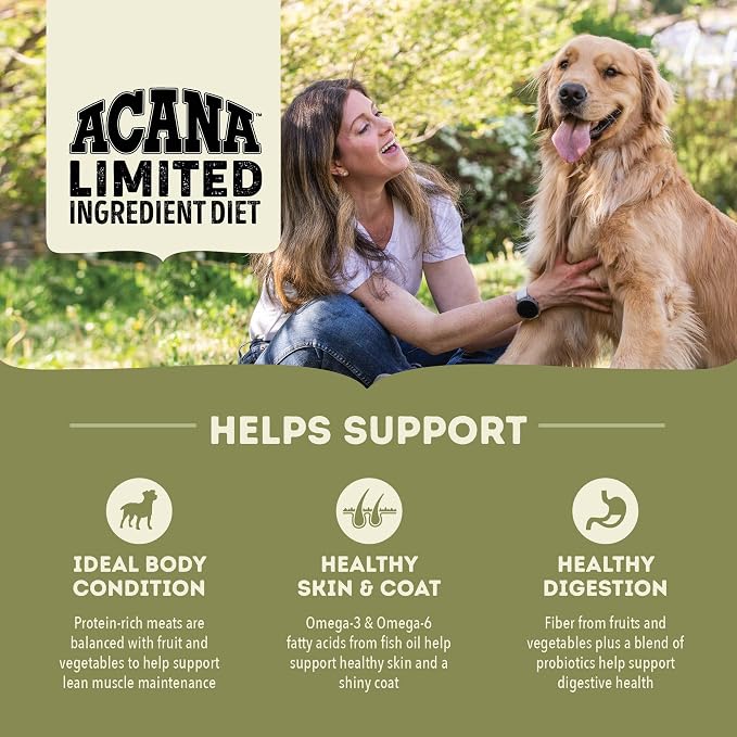ACANA Singles Limited Ingredient Dry Dog Food Pork & Squash 22.5lb Bag | Sensitive Stomach, Grain Free, High Protein, Made in USA, Includes Probiotics, Limited Ingredient, Global Quality Ingredients