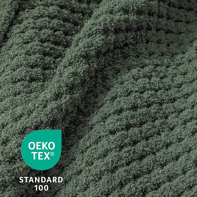 Waffle Knit Throw Blanket for Couch, Soft Cozy Chunky Knit Thick Knitted Blanket for Sofa, Bed, Gift for Women Girls Home Decor (Sage, Throw 50"x60")