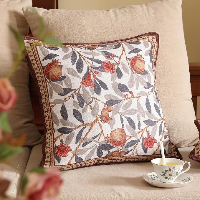 patdrea Designer French Vintage Linen Throw Pillow Cover,18"x18",Set of 2 | Decorative Pillow Case with Zipper,Floral Pattern,Pillow Cover for Couch Living Room Bedroom Sofa
