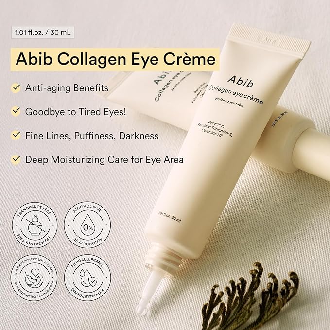 Abib Eye Treatment Duo – Collagen Eye Cream Tube + Retinal Eye Serum Roller for Dark Circles & Puffiness