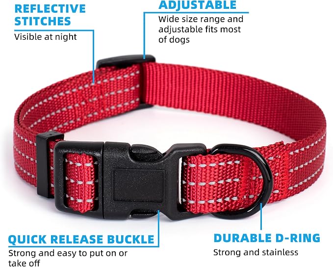 Mile High Life Reflective Dog Collar, Adjustable Lightweight Quick Release