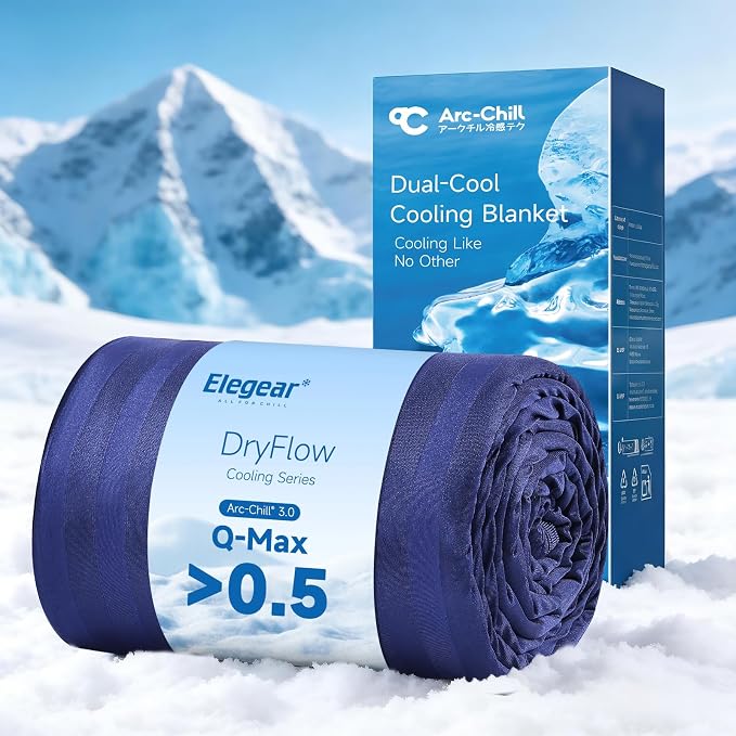 Elegear Cooling Blanket for Hot Sleepers, One-Way Moisture Flow, Queen | Arc-Chill® 3.0 Q-Max>0.5 Cooling Fabric with One-way Moisture Flow Helps Keep Skin Cool & Dry & Breathable, No Sticky Feeling