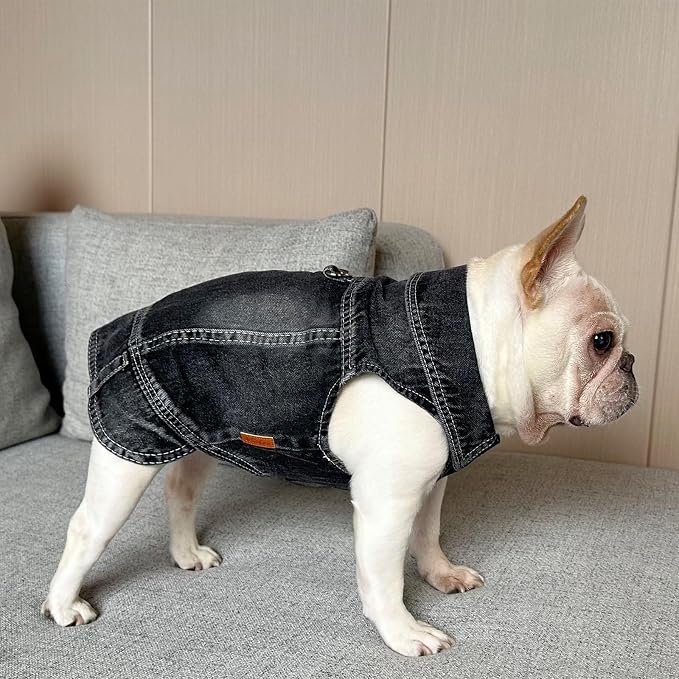 Small Dog Jean Jacket,Pet Costumes Black Denim Coat,Puppy Clothes(M) | JcDuDoi Fashion Classic Overalls Cat Vintage Washable Vest Outfit Shirts Girl Male Boy