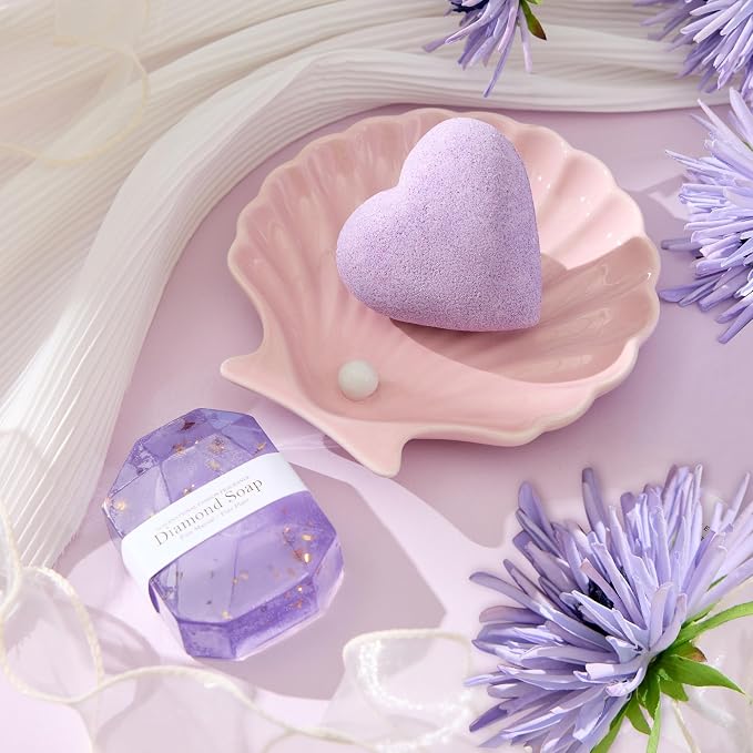 LE CADEAU Birthday Gifts for Women Mom Sister Grandma Best Friends Her, Self Care Get Well Soon Gifts, Lavender Relaxing Spa Gift Baskets Care Package w/Blanket, Mothers Day Christmas Thank You Gift