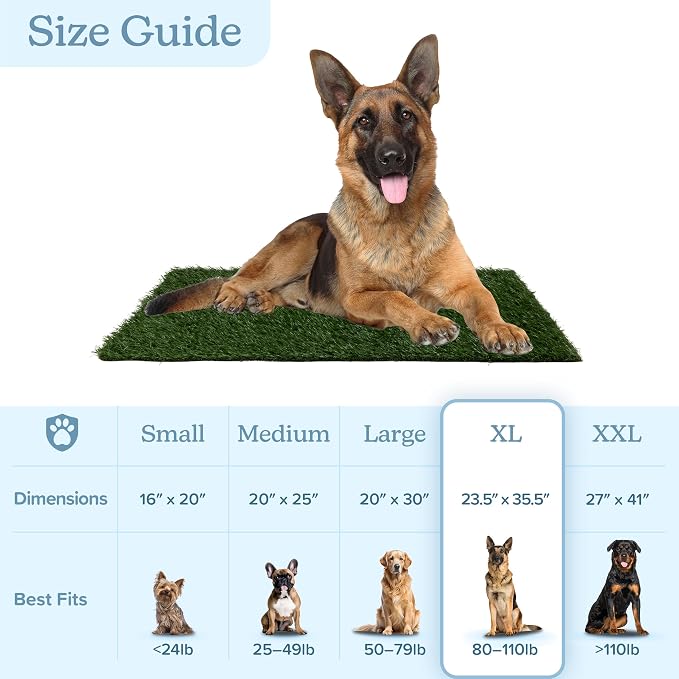 PETMAKER Artificial Grass Puppy Pee Pad for Dogs, Set of 3, 35.5” x 23.5” | Reusable Turf Pads for Small to Medium Dogs, Indoor and Outdoor Fake Grass Potty, Pet Housebreaking Supplies