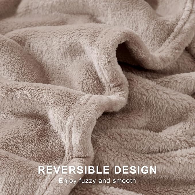 Hansleep Throw Mocha Brown Fleece Blanket, Soft Flannel Bed Blanket | Fuzzy Cozy Blanket 50x60 Inches, Multi-use for Bed, Sofa, Couch, Travel, Camping, All Season Warm Lightweight Cover