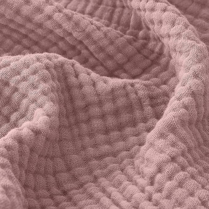 EMME Muslin Blankets for Adults Throw Blanket for Couch Breathable Gauze Soft Lightweight Airy Dusty Pink Throw XL 50" x 71"