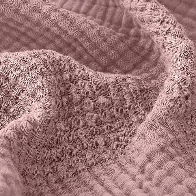 EMME Muslin Blankets for Adults Throw Blanket for Couch Breathable Gauze Soft Lightweight Airy Dusty Pink Queen 90" x 90"