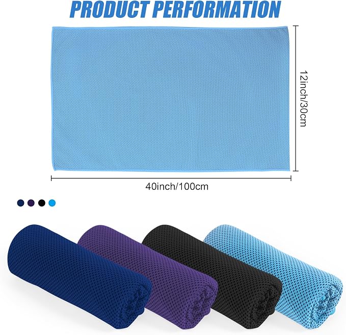 4 Pack Cooling Towel for Gym Fitness Yoga Hiking,Hot Weather Cool Towels Cloth Rags Wrap for Neck Face(4 Pack-02)