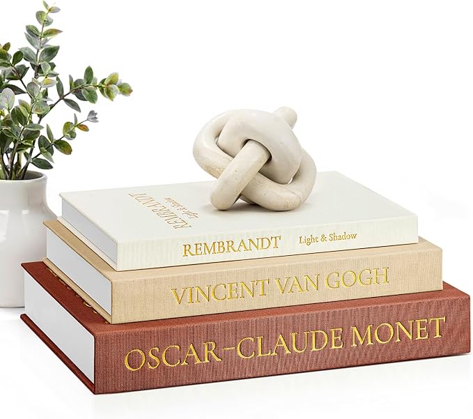 JARLINK Aesthetic Decorative Books, Set of 3 Linen Faux Book Boxes, Brown | Stylish Storage Boxes for Home Decor, Photo Organization, & Keepsakes, Faux Books for Coffee Tables, Bookshelves, or Mantles