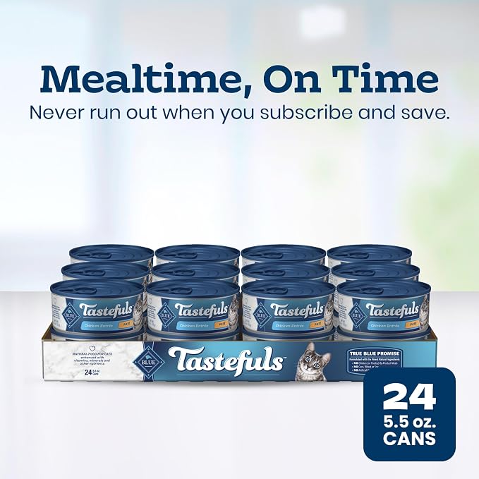 Blue Buffalo Tastefuls Chicken Paté Wet Cat Food, 5.5 oz, 24 ct | Real Chicken First, Paté Style, No Chicken By-Product, Corn, Wheat, or Soy