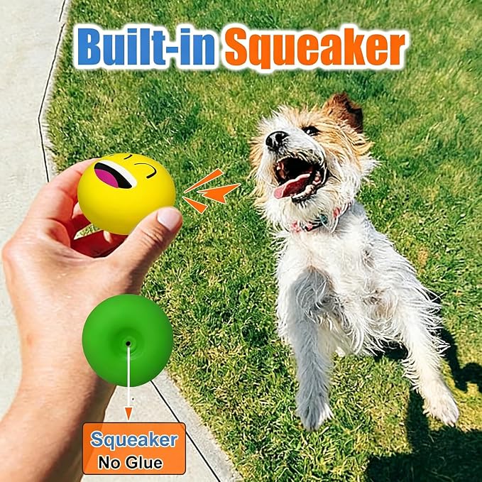 Latex Squeaky Dog Toys for Small Dogs & Tiny Breeds, 2.2" Flat Ball