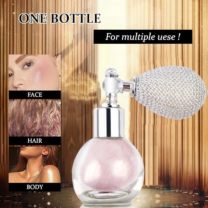 Glitter Spray, Versatile Glitter Spray for Hair and Body Cosmetic, Highlighter Powder for Women, Body Shimmer for Party, Music Festival and Wedding #Bronze