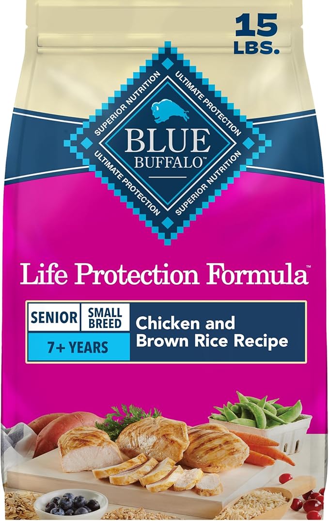 Blue Buffalo Life Protection Formula Chicken Small Senior Dog Food, 15 lb | Real Chicken #1 Ingredient, Glucosamine & Chondroitin for Joint Health & Mobility, Antioxidant-Rich LifeSource Bits