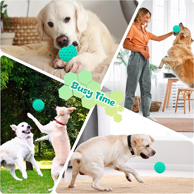 Squeaky Dog Toys for Aggressive Chewers, Indestructible Dog Balls for Aggressive Chewers, Blue Green Squeaky Balls for Dogs