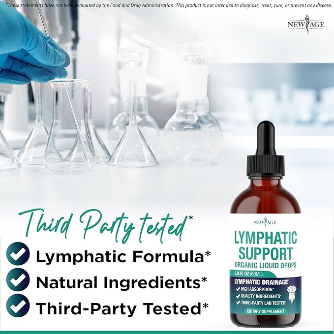 Organic Lymphatic Drainage Drops - All in 1 Organic Lymphatic Drainage Supplement with Burdock Root, Echinacea, Elderberry, Calendula, Cleavers Herb, Dandelion Supports Lymphatic Health - 8 OZ