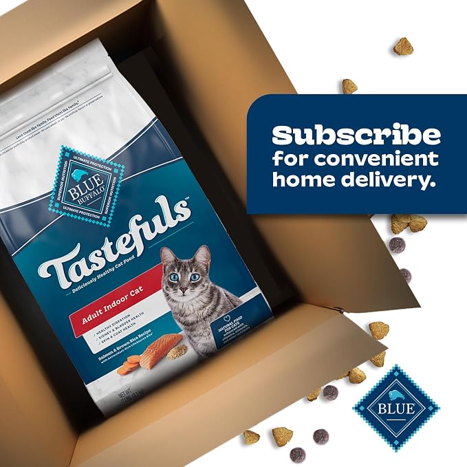 Blue Buffalo Tastefuls Salmon Adult Indoor Dry Cat Food, 7 lb | Salmon & Brown Rice Recipe, Antioxidant-Rich LifeSource Bits, No Corn, Wheat, or Soy